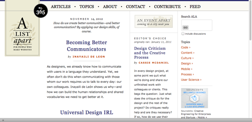 A List Apart Screen Shot